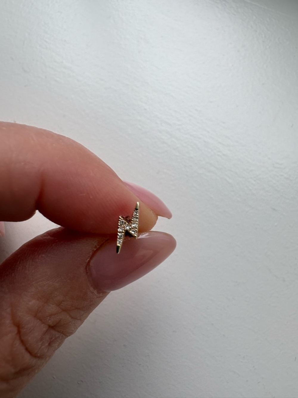 EF Collection Gold Lightning Bolt Stud Earring with Pave Diamonds